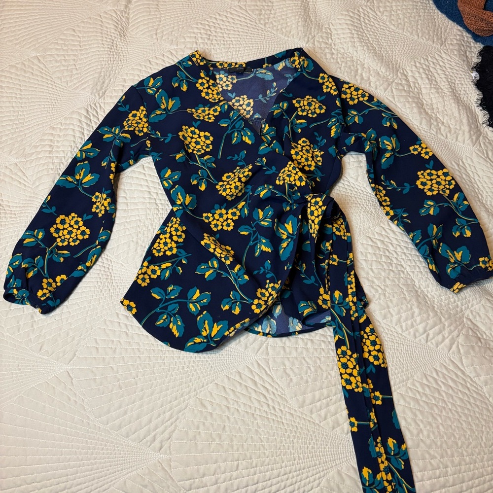 J.Crew Floral Wrap Top